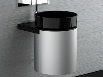 LEONARDO KOIN MEDIO DARK INOX RHO BLACK - Wooden vanity unit by Glass Design - view 2